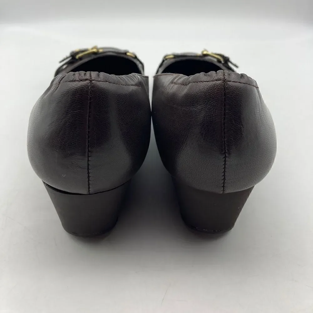 Lauren Ralph Lauren IIena Brown Leather Wedge Shoes Size 7B - Picture 5 of 8